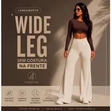 Calça Wide Legg Gringa Sem Costura Na Frente Linha Reta Cintura Alta Feminina Academia Ioga