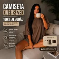 Camiseta Oversized Feminina Malha Peruana Basic STREETWAR Lisa