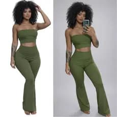 Conjunto Academia Top Faixa Cropped Anaruga Calça flare Bailarina Versátil Dia a Dia