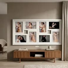 painel multifotos parede 8 fotos  10x15 cm grampeada decoração elegante
