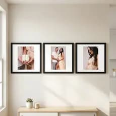 Kit 3 Quadros  moldura 23x23 paspatur foto 10x10cm vido acrilico decoração elegante e moderna