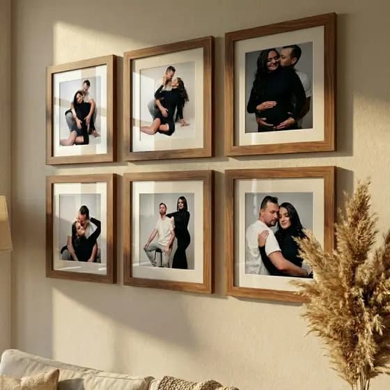 kit 6 quadros decorativo moldura 30x30 foto 20x20cm com paspatur vidro acrilico decoração elegante