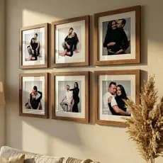 kit 6 quadros decorativo moldura 30x30 foto 20x20cm com paspatur vidro acrilico decoração elegante