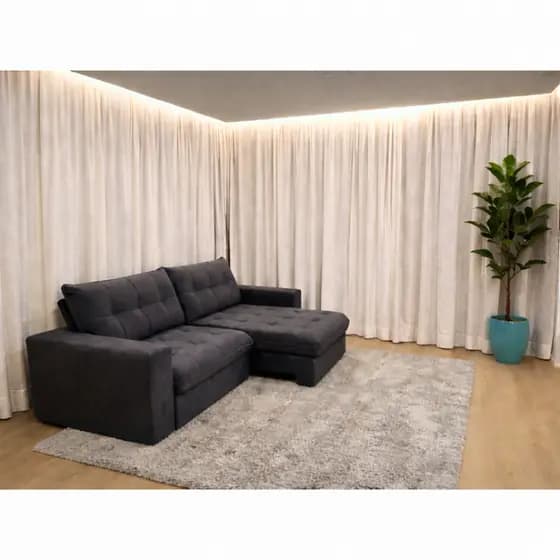 Cortina  Trilho duplo "4m x altura escolhida" Forro Blackout com Voil Flame Linho