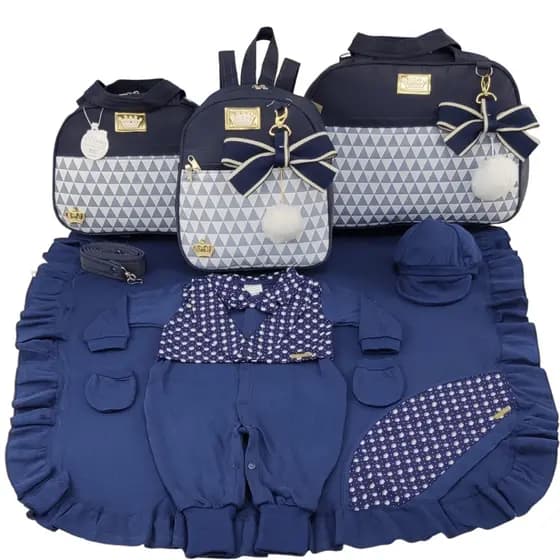 Kit Bolsa Maternidade Menino Varias Cores Luxo + Saida Maternidade Kit Completo