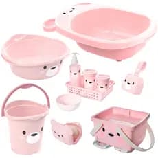 KITS COM BANHEIRA OU CESTO BEBÊ INFANTIL PLASUTIL BALDE BACIA KIT HIGIENE SABONETEIRA PORTA CHUPETA