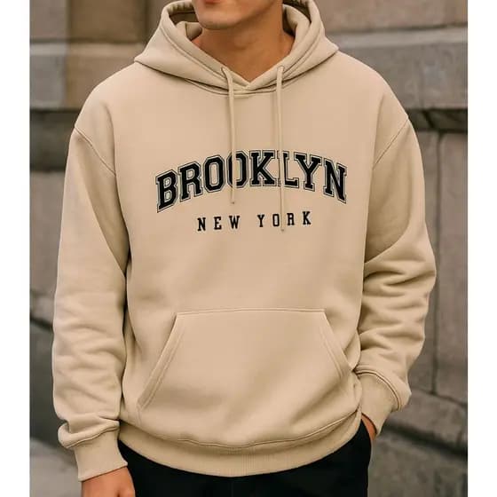 Moletom Brooklyn Blusa De Frio Com Bolso Capuz Estilo Canguru Moleton Casual Casaco Inverno Algodão