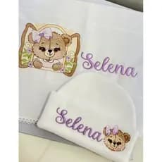 Kit Touquinha RN Personalizada + Fralda de Boca – Envio Rápido e Presente Perfeito