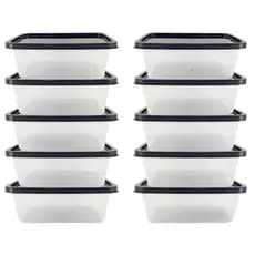 Kit Potes de 500ml Transparente com tampas, Marmita Fitness Organizador de alimento, para Micro-ondas Freezer BPA Free