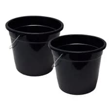 kit 2 Balde de Plástico Preto com Alça Metal 7,5 Litros.
