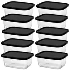 Kit de Potes de 500ml Transparente com tampa, Marmita Fitness Organizador de alimentos BPA Free