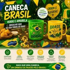 Kit Canecas Brasil Plástica - Copa Do Mundo Futebol Drinks