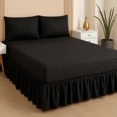 Kit Capa Protetor de Colchão King Impermeável 2 Protetor Travesseiro Saia Box Elástico Ajustável Cama Completa