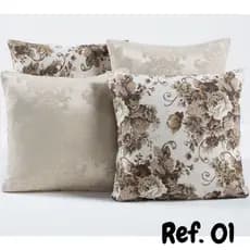 Kit 4 Almofadas Cheias Com Zíper 42x42cm Lisa E Estampada