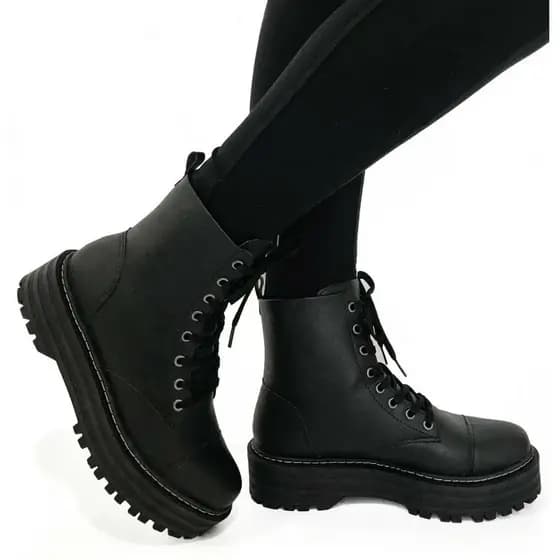 Coturno Feminino Militar Bota Tratorado Confortável Qualidade Premium  Blogueira KALLYS 4604