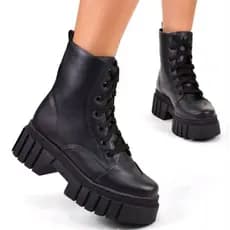 Coturno Tratorado Feminino Premium Salto 6cm Bota Plataforma Confortável Macio KALLYS 4673