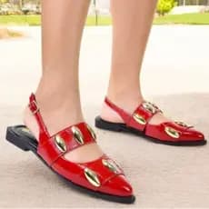 Mule Feminino Bico Fino Slingback Metais Rasteira Barcelos  KALLYS 1647