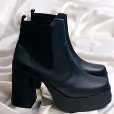 Bota Feminina Salto Bloco Alto Coturno Calce Fácil Meia Pata 9CM Confortável  KALLYS 3628