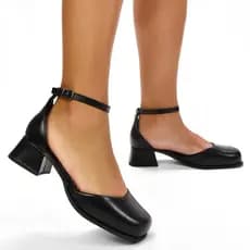 Sapato Feminino Boneca Mule Bico Quadrado Salto 3.5 cm Bloco Mary Jane Moderno Lançamento Elegante KALLYS 1280