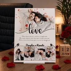 Quadro Dia dos Namorados Personalizado com Foto | Decoração Romântica MDF 3mm
