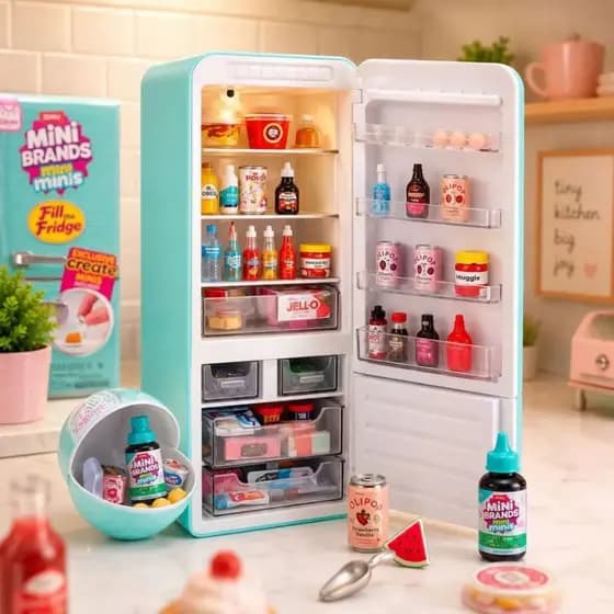 Mini brands geladeira brinquedo caixa conjunto de geladeira em miniatura | Envio Imediato.Ele