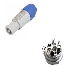 Kit 2 Conector Powercon  Branco 1 Macho   1 Femea