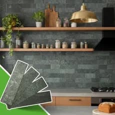 Kit 52 Placas 3D Autoadesivo Brick Pedra Flexível Autocolante 28cm x 7cm- 1M2 Cor Ardósia Verde