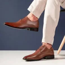 Sapato Social Masculino Clássico Oxford Estilo Italiano Couro Legítimo Cadarço Bigioni