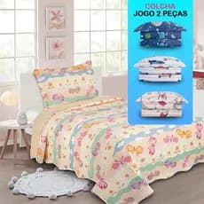 Kit Colcha Solteiro Cobre Leito Infantil Menina Menino Roupa de Cama Enxoval Toque Macio 2 Pçs