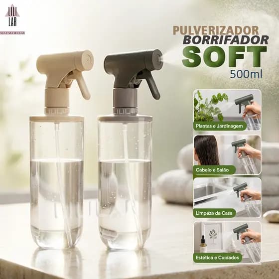 Pulverizador Soft Borrifador Spray Multiuso 500ml Moderno Premium Limpeza Plantas Salão