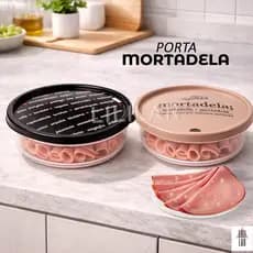 Pote Porta Mortadela com Tampa Redondo Decorado 750ml
