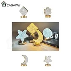 Abajur De Mesa Luz Noturno Led 3D 3 Cores Em 1 Luminária De Mesa Cristal Infantil Estrela Lua Flor