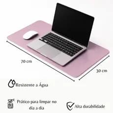 Mouse Pad Grande Couro Rosa Clarinho Feltro Costurado Básico