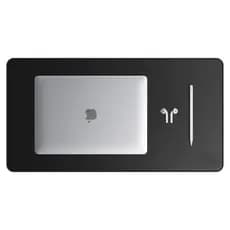 Mouse Pad Grande Couro Sintético Preto Premium