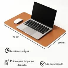 Desk Pad Grande Couro Sintético Caramelo Gamer Office com Borda Costurada