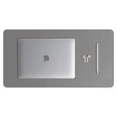 Mouse Pad Grande Couro Sintético Cinza Claro Premium