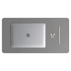 Mouse Pad Grande Couro Ecológico Cinza Claro Premium