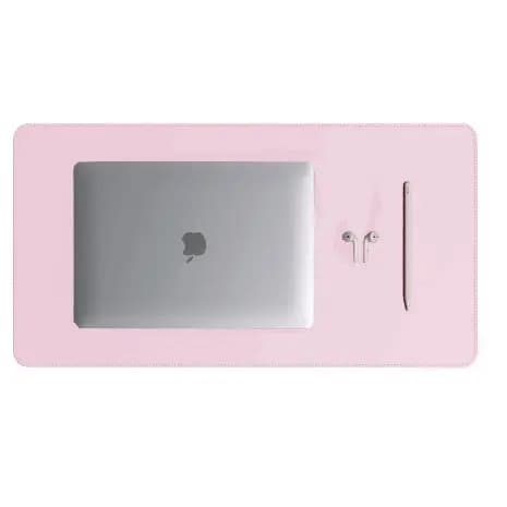 Mouse Pad Grande Couro Sintético Rosa Claro Premium