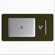 Mouse Pad Grande Couro Sintético Verde Musgo Premium