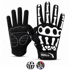 Luva Ciclismo Bike Mtb Bmx Moto Motoqueiro Motocross Caveira Dedo Longo Inverno c/ Touch