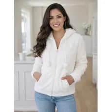 Casaco Moletom de Pelinho Blusa Frio Feminina