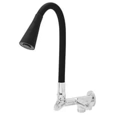 Torneira De Cozinha Flexivel Parede Saída Para Maquina De Lavar Louça E Roupa Dois Jatos Preto Samer