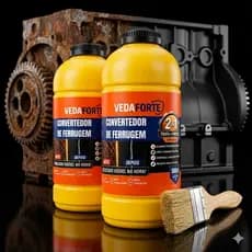Kit 2 Convertedor de Ferrugem 500ml Com Pincel Ação Dupla Anticorrosivo Trata e Protege Metais para Pintura