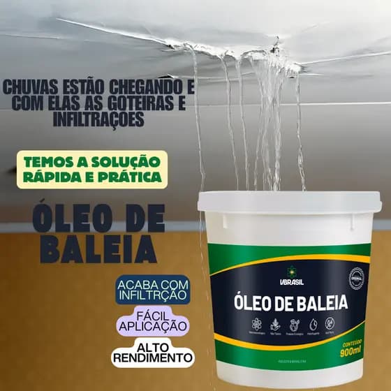 Impermeabilizante Óleo de Baleia 900ml  Proteção Contra Vazamentos Infiltrações e Mofos