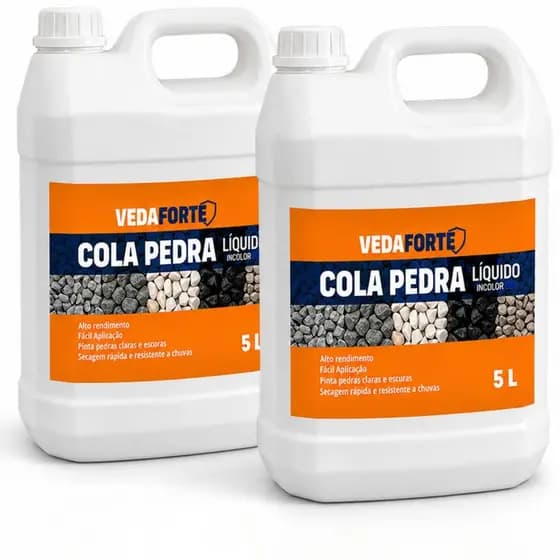 Kit 2 Cola Pedra Veda Forte Incolor Para Jardim e Calçamento Fixa Pedrisco Elimina Poeira 5 Litros