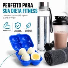 Case Rígida Porta Ovos Camping Crossfit Azul 4 Ovos Tranportar Ovos Sem Quebrar