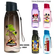Garrafa Plástico Personalizada Com Nome Squeeze 700ml Água Gelada Com Tampa Criança escola