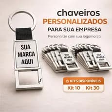 Chaveiro Mosquetão Metálico Personalizado com Logo | Gravação a Laser Kit 10/30un