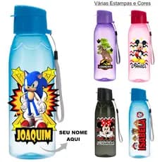 Garrafa Plástico Com Nome Personalizada  Squeeze 700ml Criança Água Gelada Com Tampa