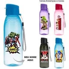 Garrafa Plástico para água Personalizada Com Nome Squeeze Criança 700ml  Água Gelada Com Tampa
